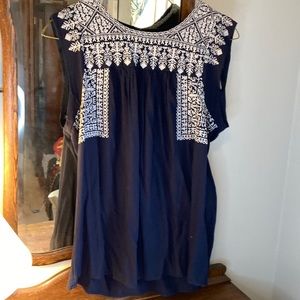 Forever 21 plus 2x navy sleeveless top with white stitching. NWOT